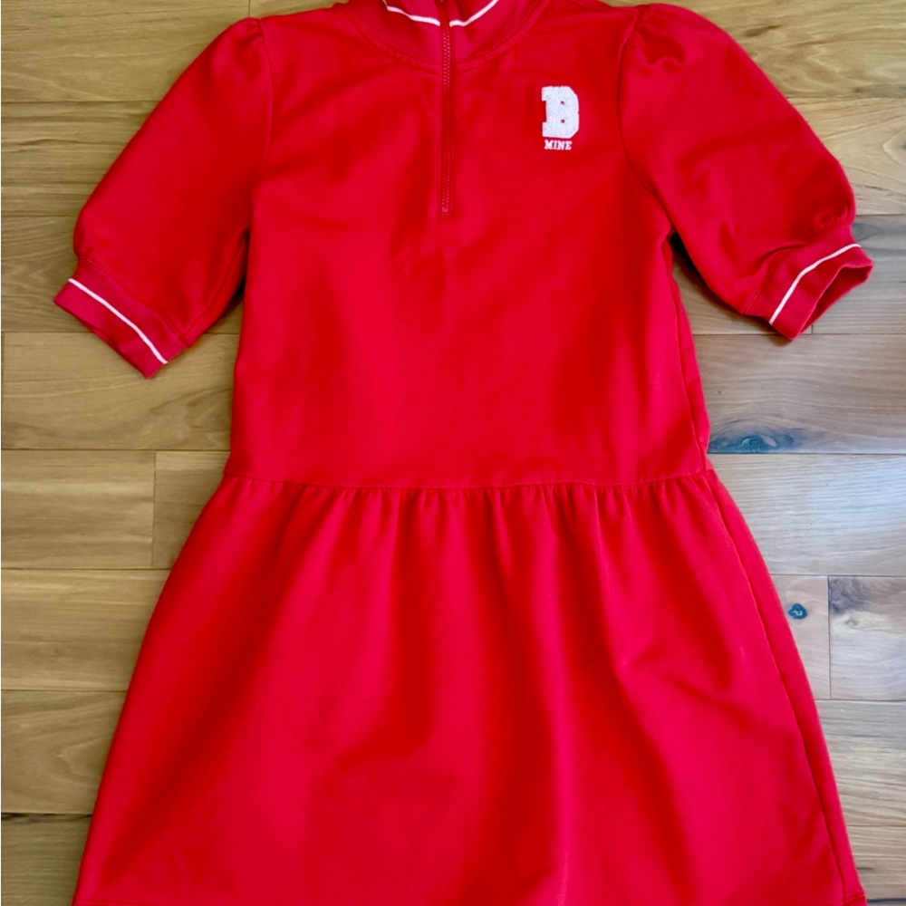 Janie and Jack Red Casual Sundress with Puff Sleeves and Mock Neck